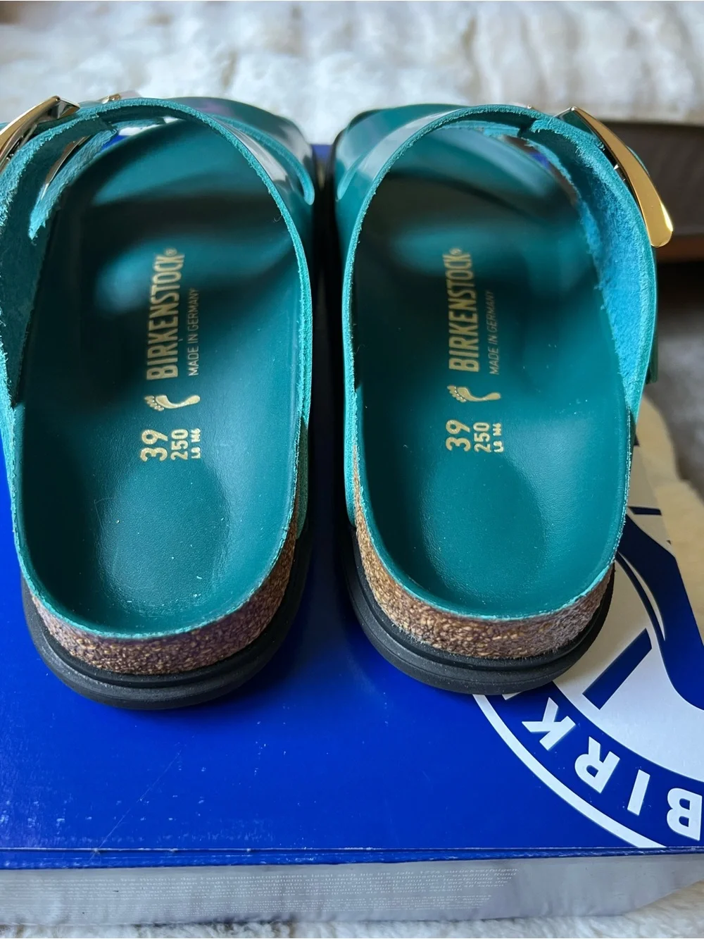 Birkenstock Arizona Droplet Buckle Cupsole High Shine Dark Teal EU 39 US 8